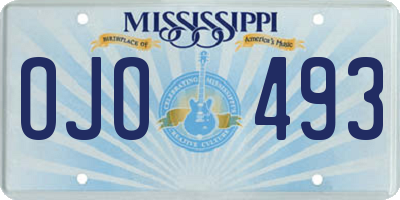 MS license plate OJO493