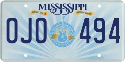 MS license plate OJO494
