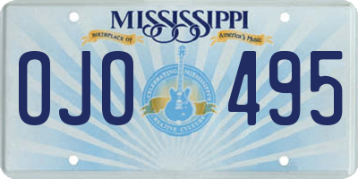 MS license plate OJO495