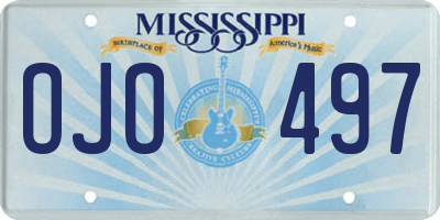 MS license plate OJO497