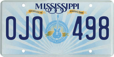 MS license plate OJO498