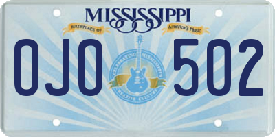 MS license plate OJO502