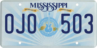 MS license plate OJO503