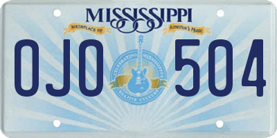 MS license plate OJO504