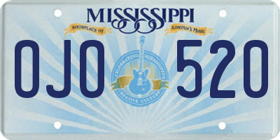 MS license plate OJO520