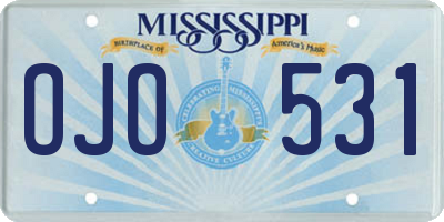 MS license plate OJO531