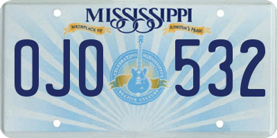 MS license plate OJO532