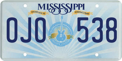 MS license plate OJO538
