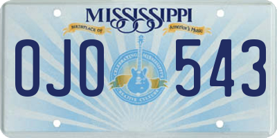 MS license plate OJO543