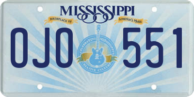 MS license plate OJO551