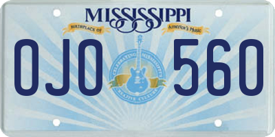 MS license plate OJO560