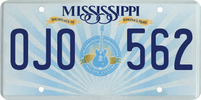 MS license plate OJO562