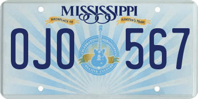 MS license plate OJO567