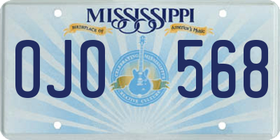 MS license plate OJO568