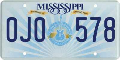 MS license plate OJO578