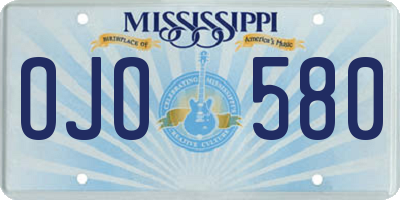 MS license plate OJO580