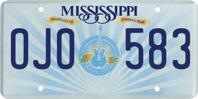 MS license plate OJO583