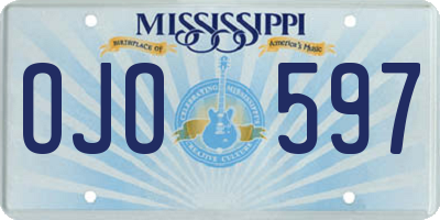 MS license plate OJO597