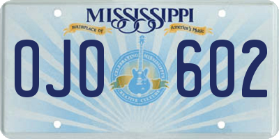 MS license plate OJO602