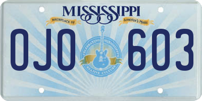 MS license plate OJO603