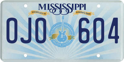 MS license plate OJO604