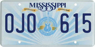 MS license plate OJO615