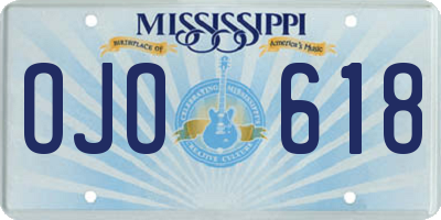MS license plate OJO618