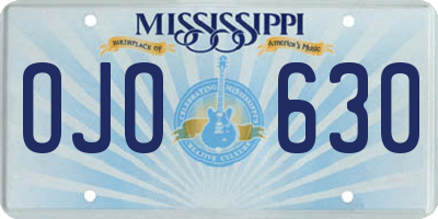 MS license plate OJO630