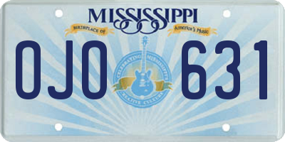 MS license plate OJO631