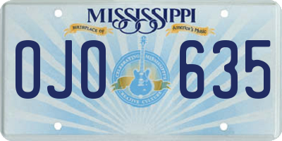 MS license plate OJO635