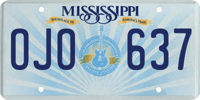 MS license plate OJO637