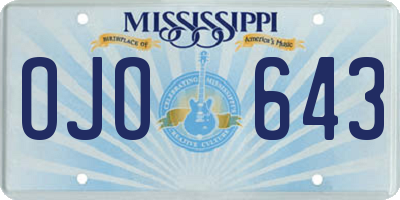 MS license plate OJO643
