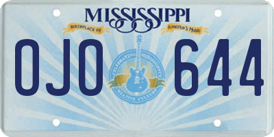 MS license plate OJO644