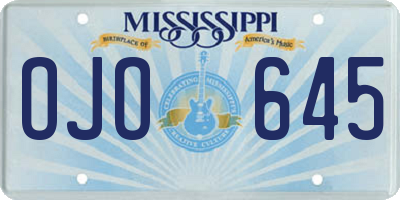 MS license plate OJO645