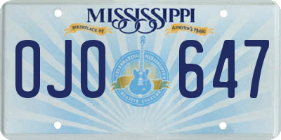 MS license plate OJO647
