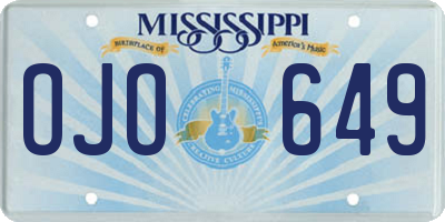 MS license plate OJO649