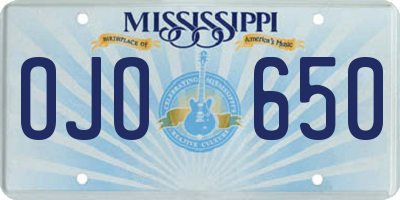 MS license plate OJO650