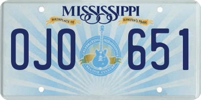 MS license plate OJO651