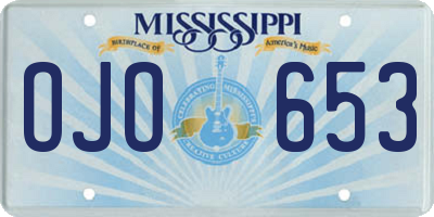 MS license plate OJO653