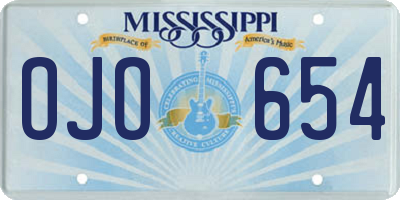 MS license plate OJO654