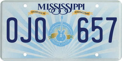 MS license plate OJO657