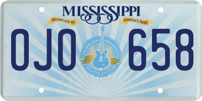 MS license plate OJO658