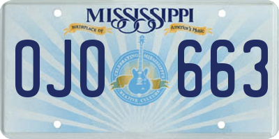 MS license plate OJO663