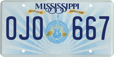 MS license plate OJO667