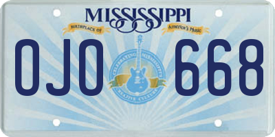 MS license plate OJO668
