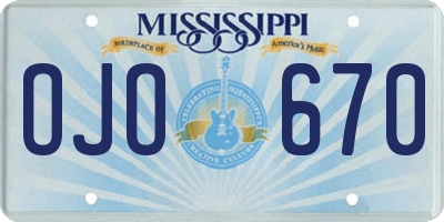 MS license plate OJO670