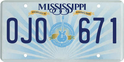 MS license plate OJO671