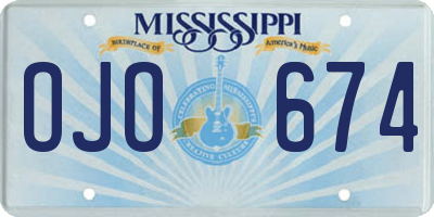 MS license plate OJO674