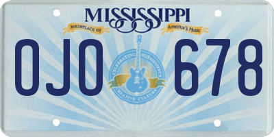 MS license plate OJO678