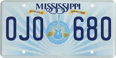 MS license plate OJO680